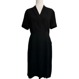M.M. Lafleur Dress Short‎ Sleeve Cross Wrap Front Black Size 10